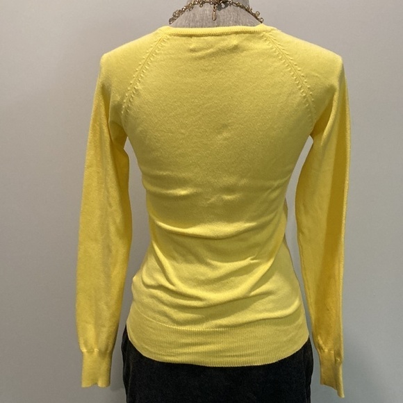 ZARA Yellow Long Sleeve V Neck Sweater - Picture 8 of 12